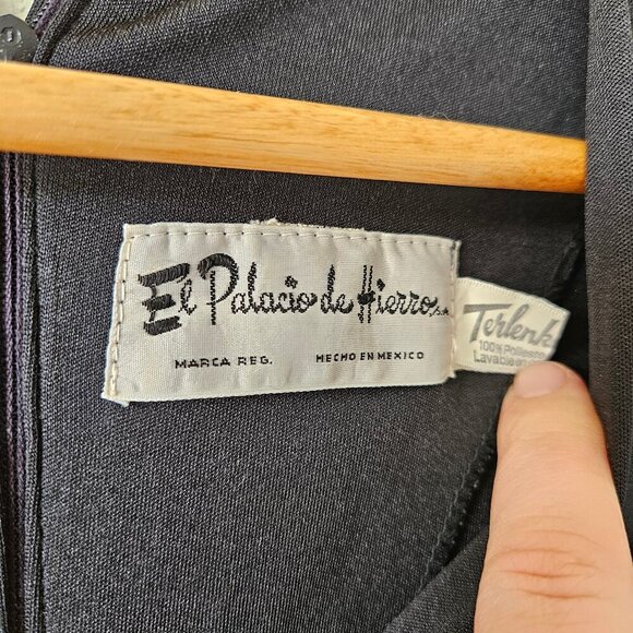 Vintage 70s 80s Black Polyester Disco Jumpsuit M Open Leg High Slit V-neck - Picture 4 of 8